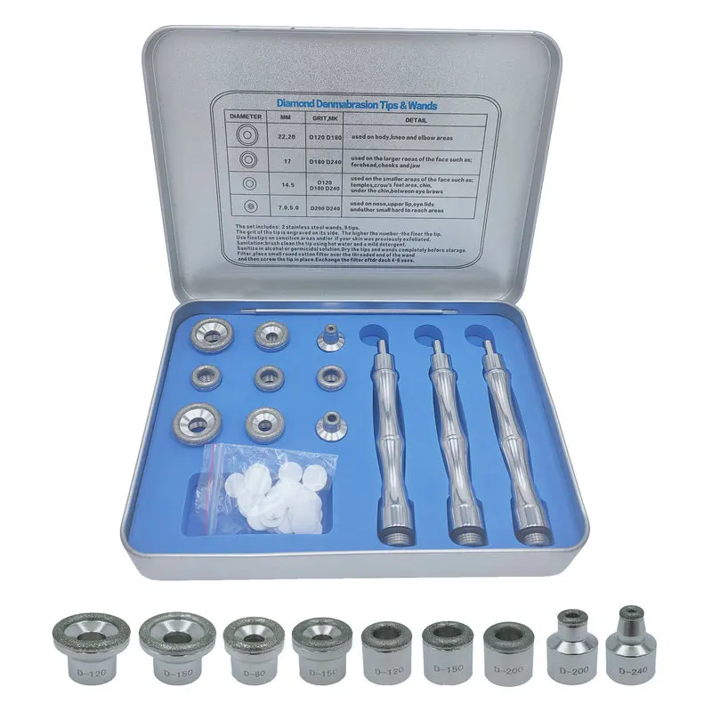 

Diamond dermabrasion machine microdermabrasion tips & wands for facial peeling, Silver