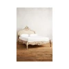 Wood beds Indian luxury carved king and queen size platform bed frame wooden white wash finished