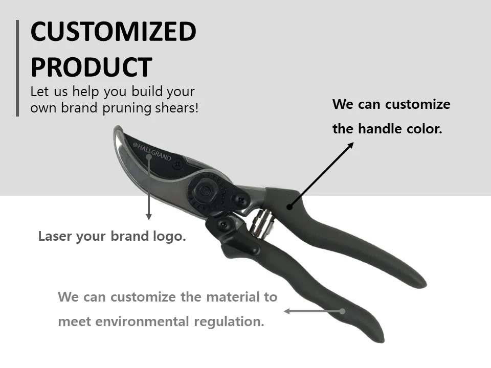 8" Bypass Pruning Shear Steel Blade Volute Spring Safety Lock Design