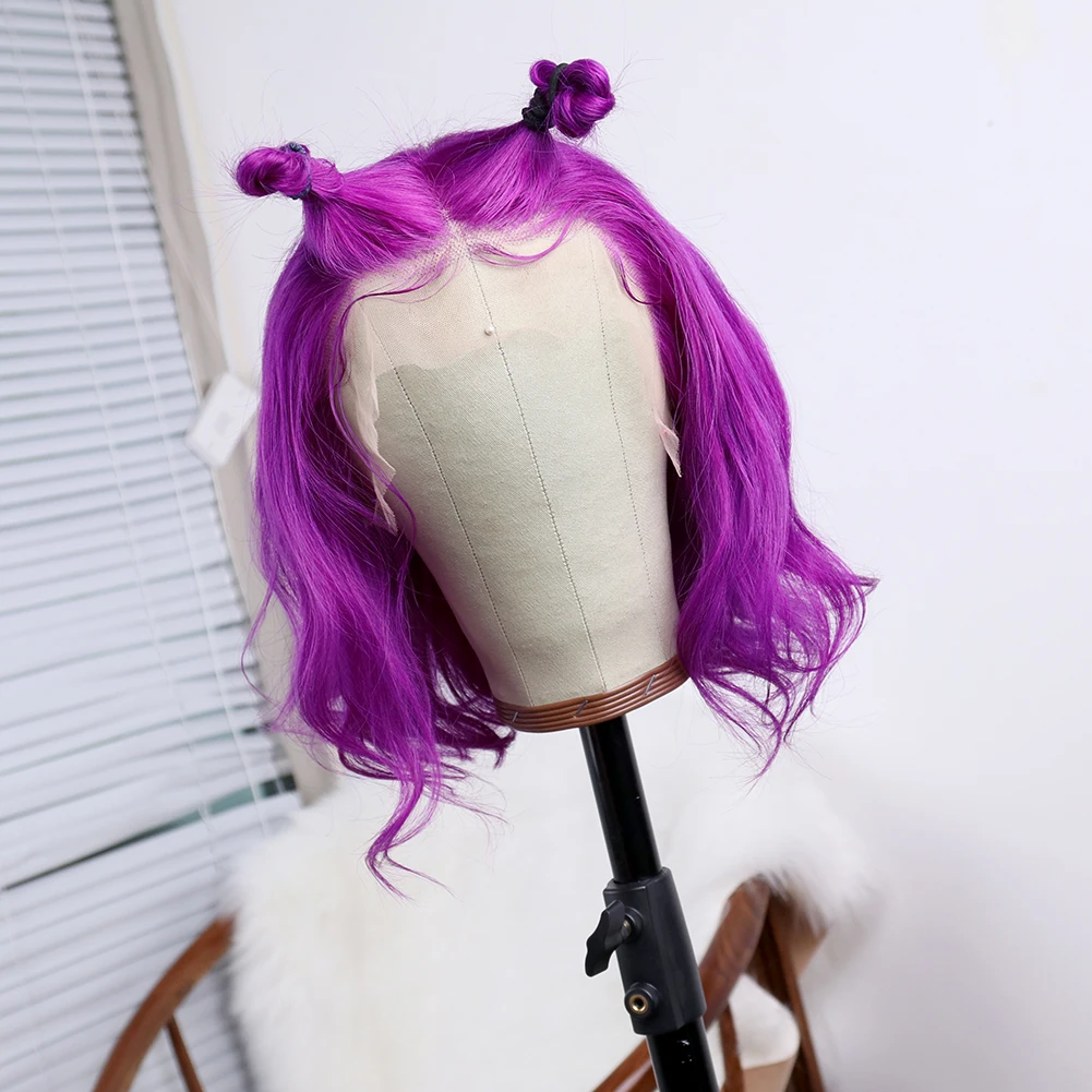 

Rose Purple Short Bob Lace Wig Lace Front Human Hair HD Swiss Body Wave Wig Glueless Lace Frontal Wig for Women