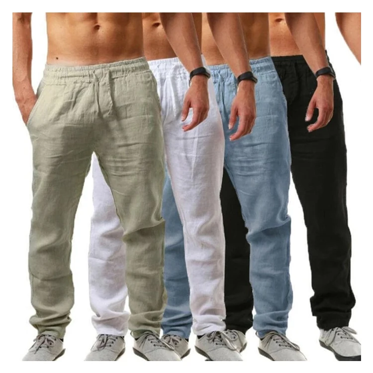 

Hot Sale Plus Size Men's Cotton Linen Pants Designs Summer Breathable Cotton Linen Trousers for Men
