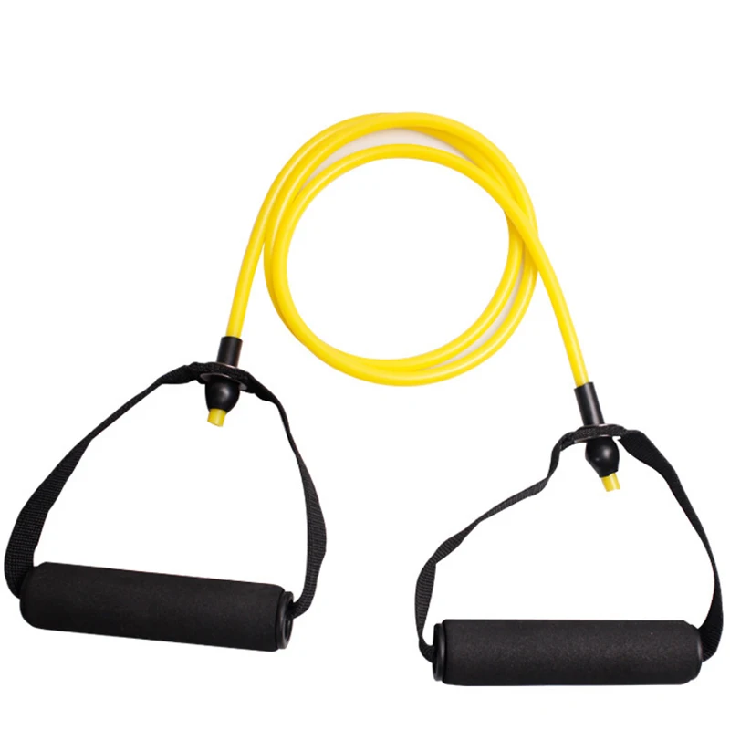 

Yellow Color Pilates Tube Workout Gym Yoga Fitness Stretch Resistance Pull Rope Tension Rope Band