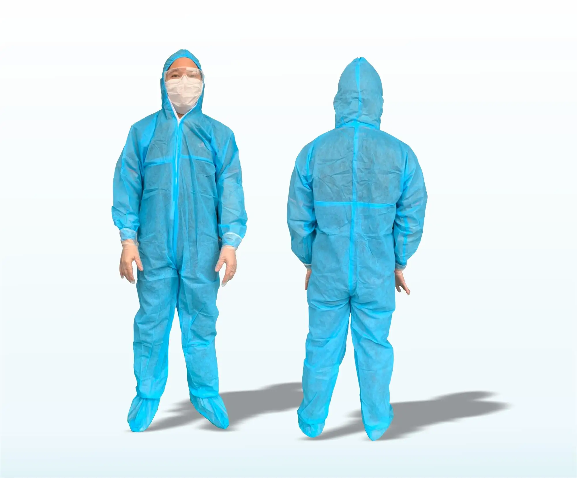 Disposable Elastic Wrist,Ankle & Hood White Coverall Suit Isolation