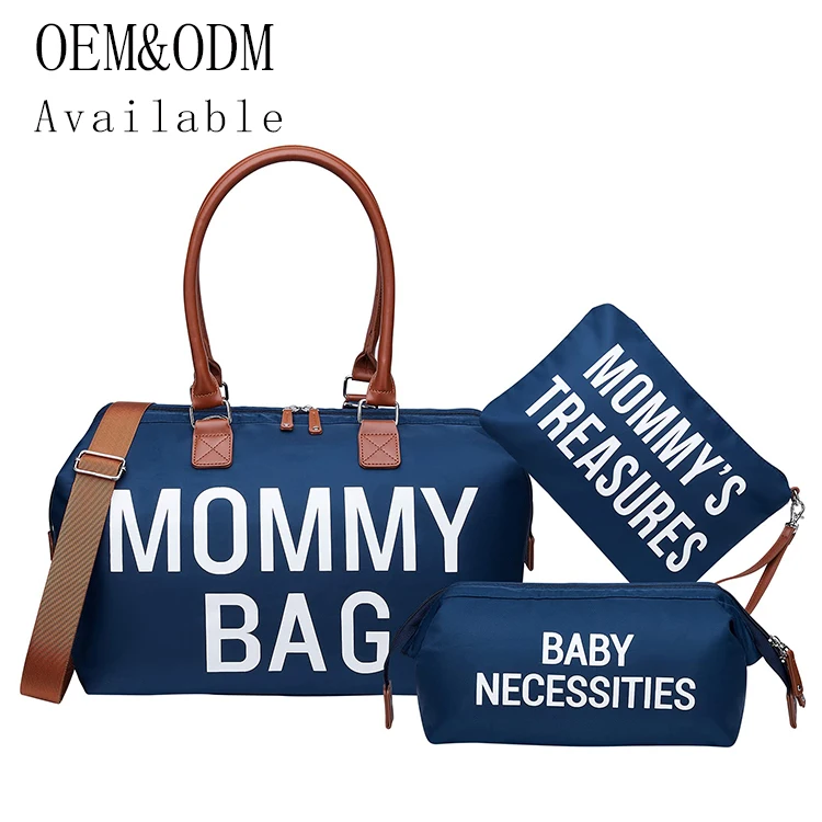 

Mom Bag Design 3 Pcs Set Black Baby Mother Baby Care And Tote Bag Diaper Bags, Customized colors