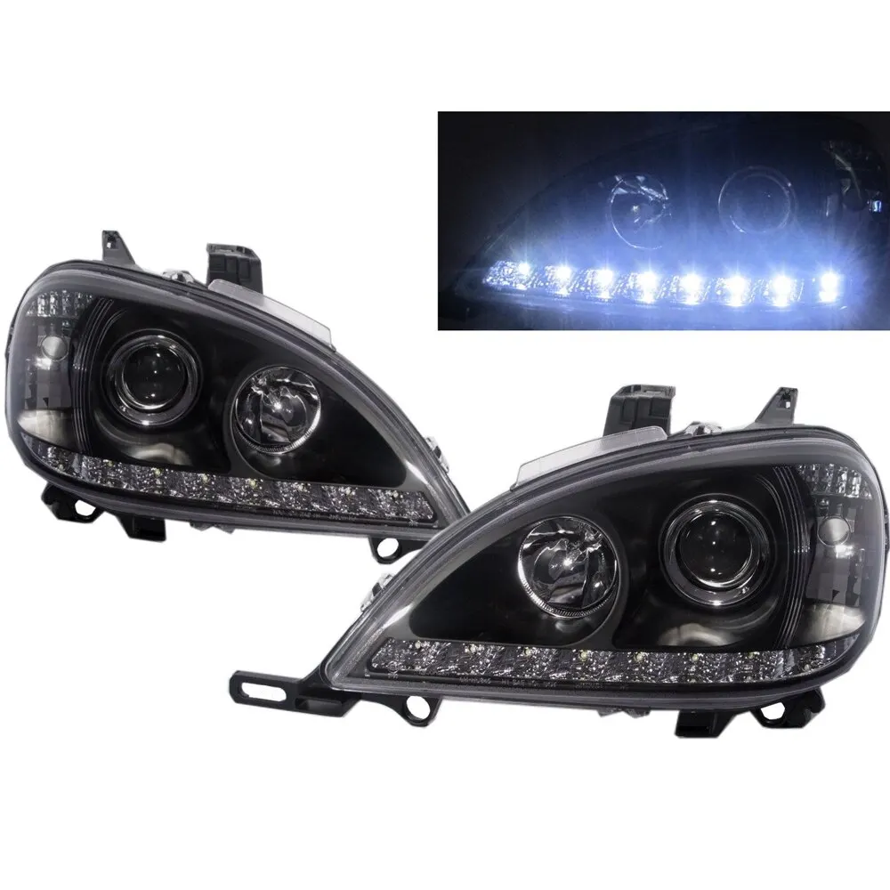 

W163 98-01 PRE-FACELIFT LED Bar Projector Headlight Black for Mercedes-Benz LHD