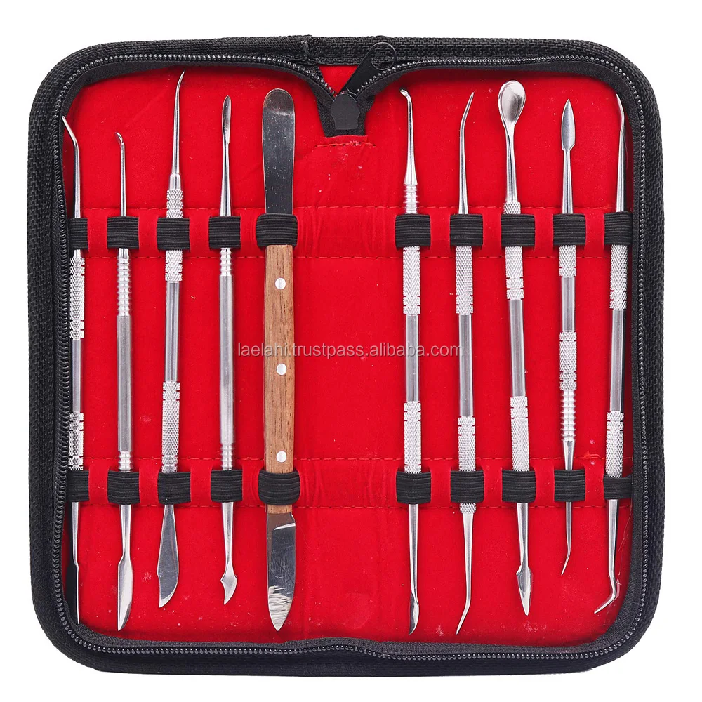 10pcs Jewelry Carving Engraving Model Red Wax Oral Dental Wax Mould Tool Set Dental Wax