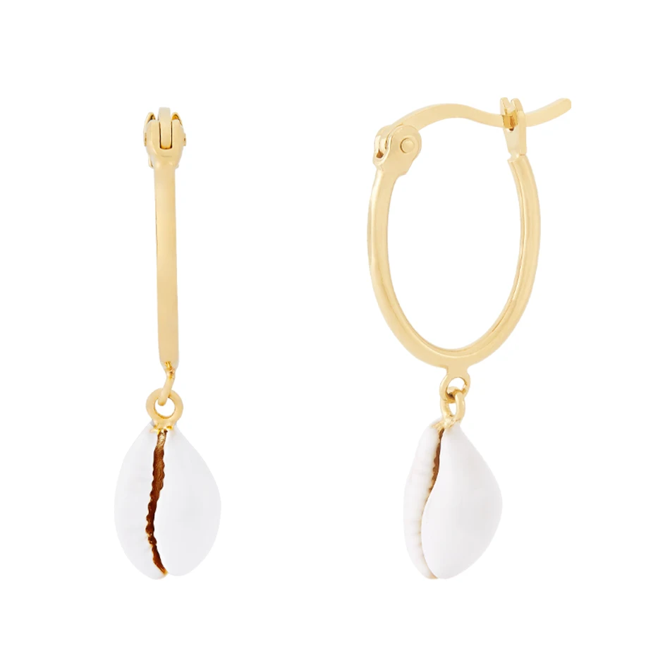 

Wholesale 925 Sterling Silver 18k Gold Plated Shell Dangle Earrings Earrings