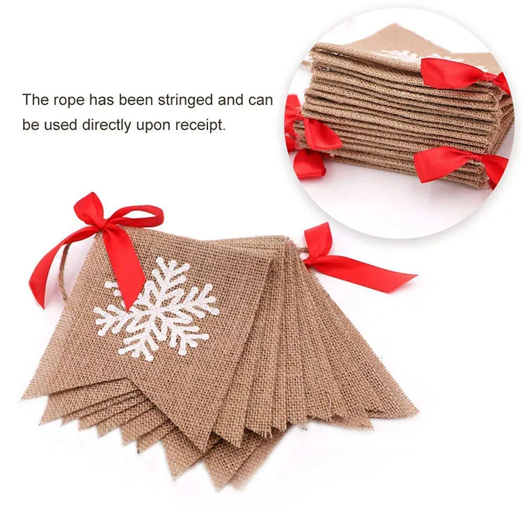 Nicro New Product Burlap Christmas Party Hanging Garlands Banner