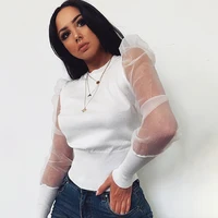 

Sexy Patchwork Long Sleeve Perspective Blouses Top For Women