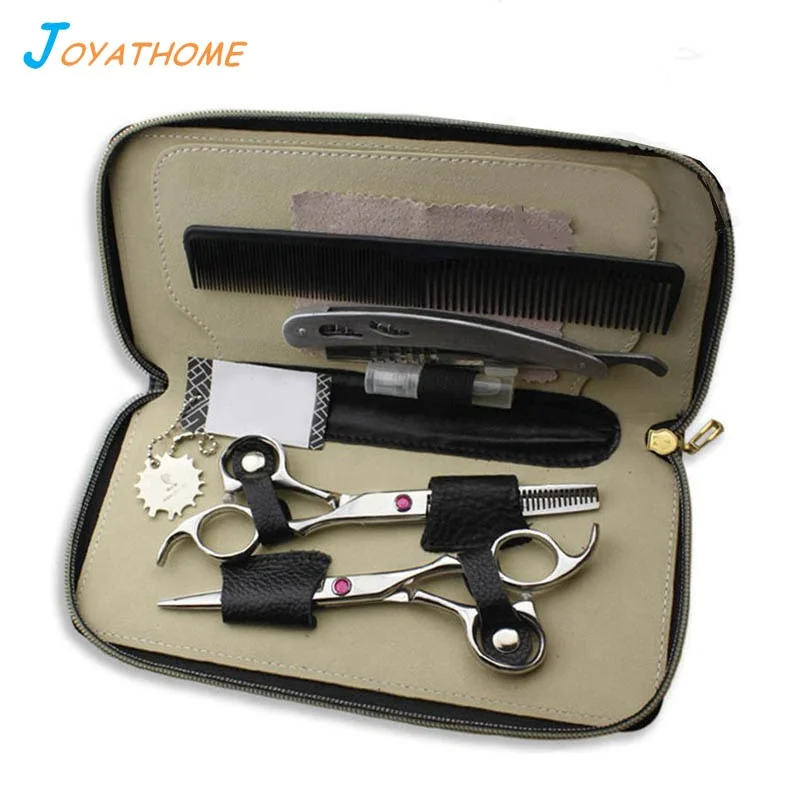 

8pcs Hair Shears Hairdressing Scissors Set with Razor Leather Bag Thinning Barber Cutting Suitable for Professional or Home
