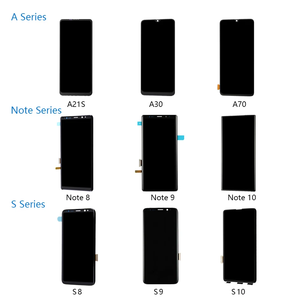 

Wholesale Mobile Phone LCDs for Samsung Galaxy A21S A30 A50 A70 Note 8 Note 9 Note 10 S8 S9 S10 Plus LCD Screen Replacement