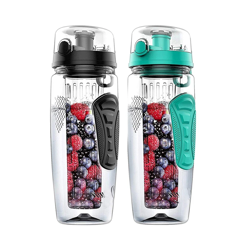 

2021 BPA Free Juicer Water Bottle With Infuser Fruit Tritan Water Bottle Drinking Shaker Cup Bottles, Pink, purple, blue, green,red and customized