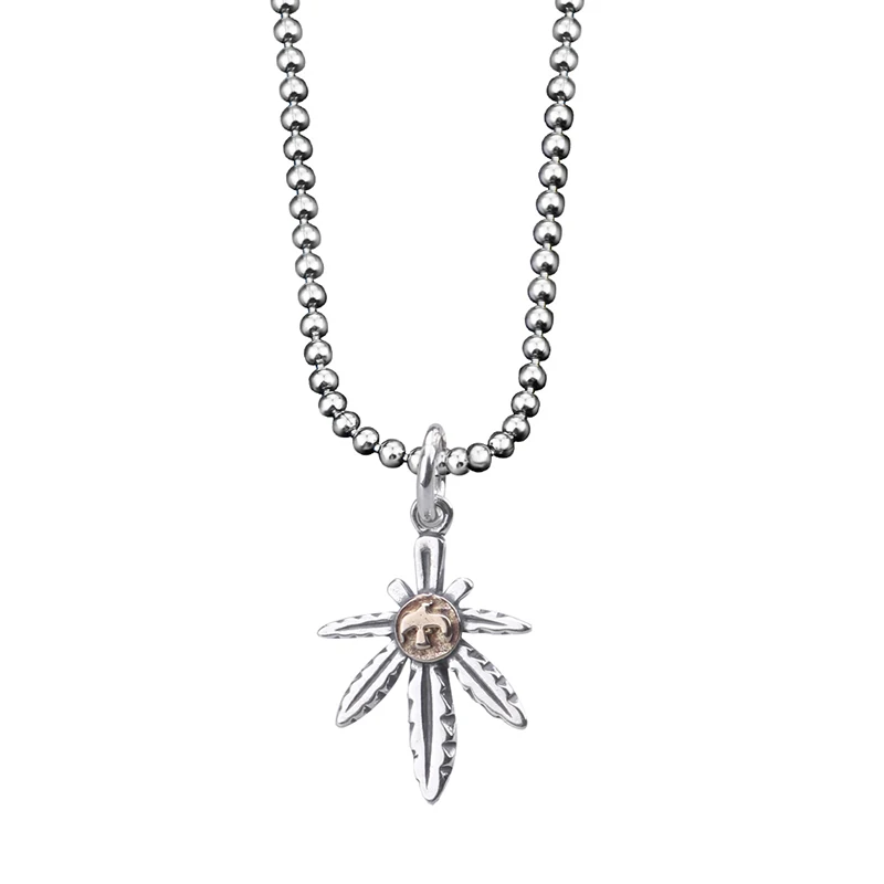 

Fukarni Wholesale 925 Sterling Silver Sword Leaf Pendant Beaded Necklace TN005