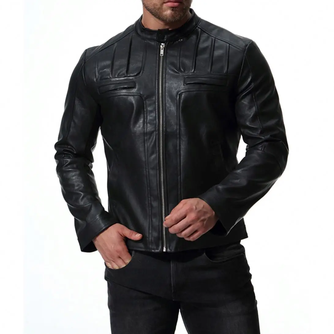 

Men's Artificial Leather Jacket Cowhide Motorbike Motorcycle Moto-Jacket