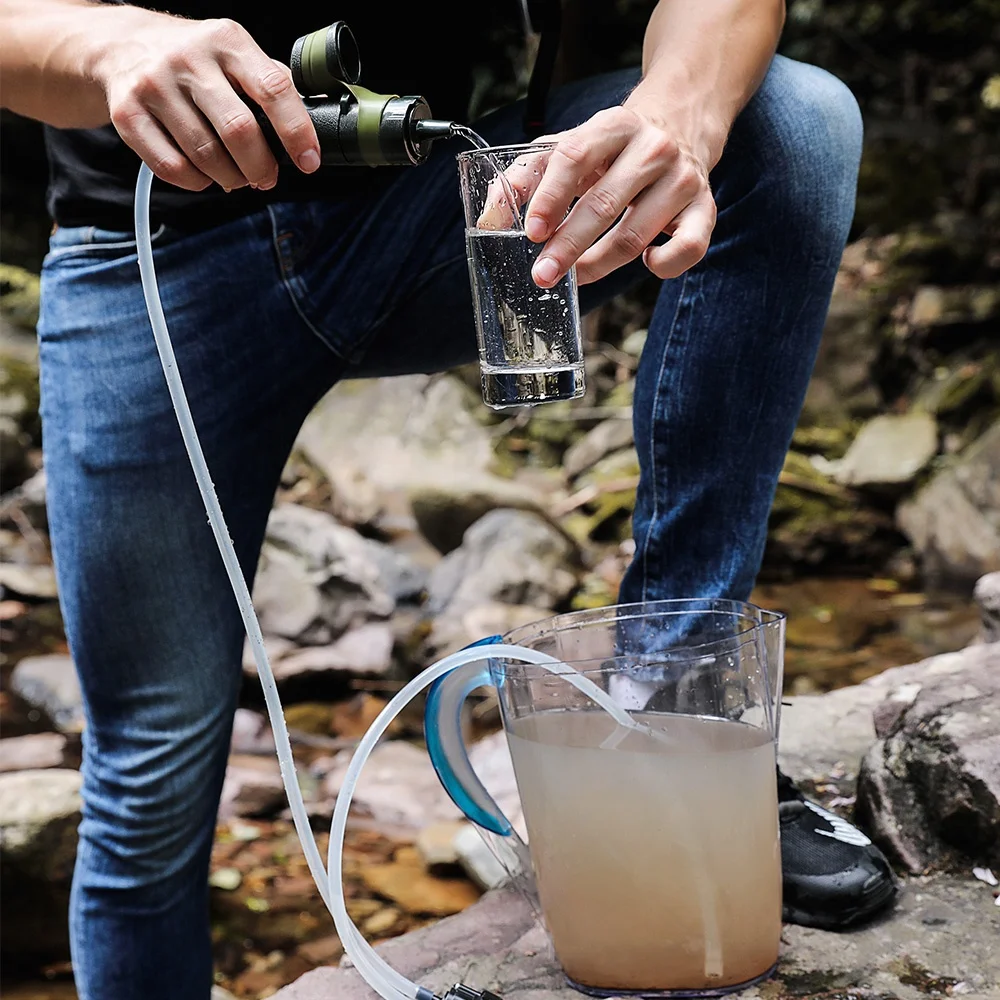 
against virus camping hiking portable outdoor water filters with pump 