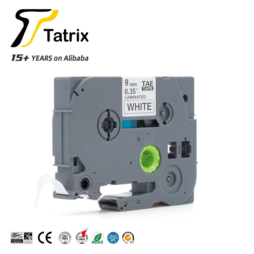 

Tatrix TZ221 TZe221 TZ-221 TZe-221 9mm Black on White Compatible Laminated Label Tape Cartridge for Brother P Touch PT-1010