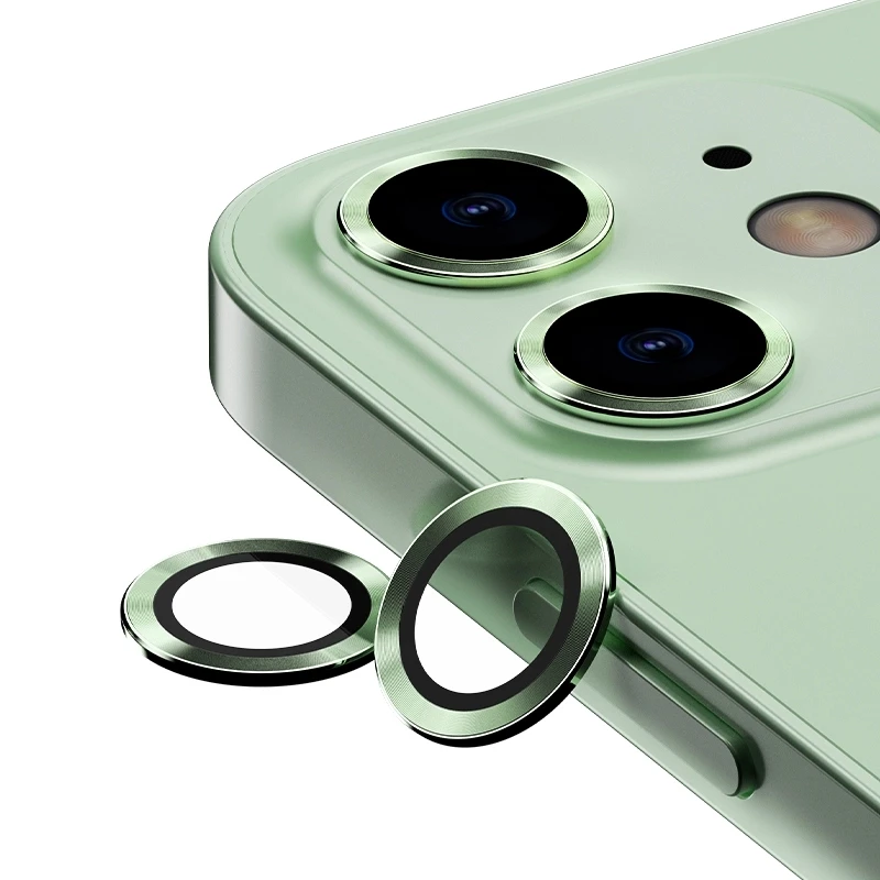 

Camera Lens Protector For Iphone 12 Pro 6.1 InchPremium Hd Tempered Glass Metal Ring Aluminum Alloy Lens Screen Cover Film, Black