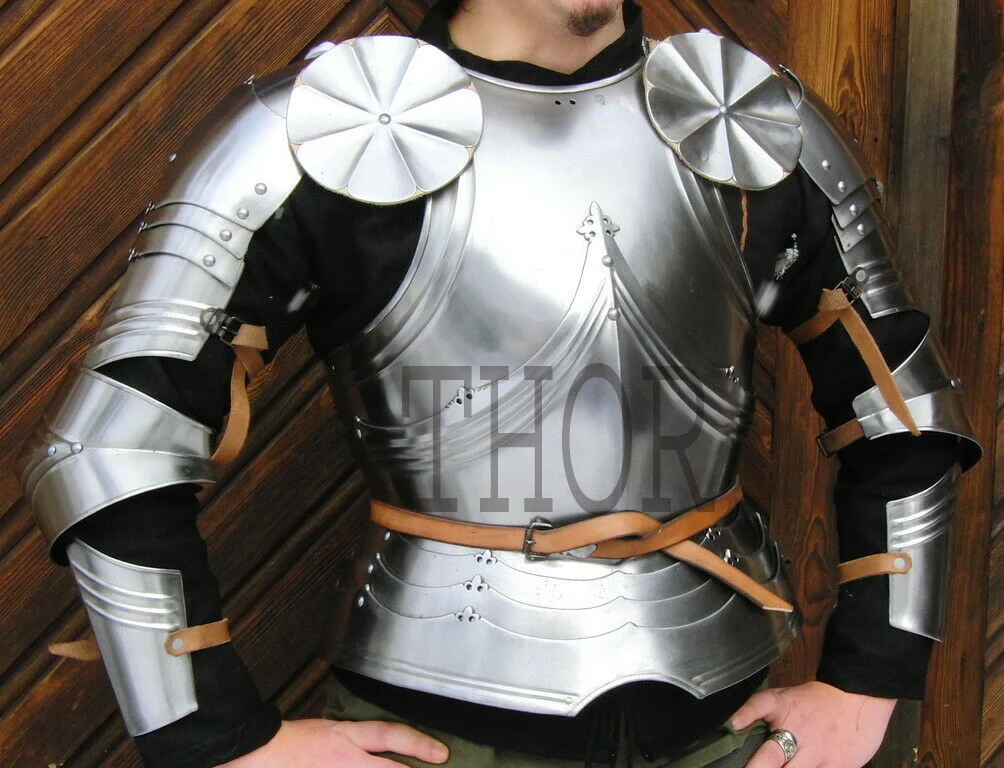 18GA Medieval Armor Cuirass/ Breastplate Leather-covered Gothic Breastplate