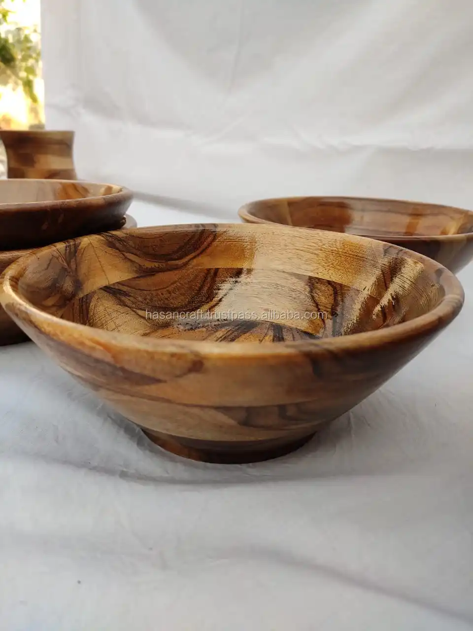 Natural Acacia Wood Bowl And Spoon Set High Quality Wood Product