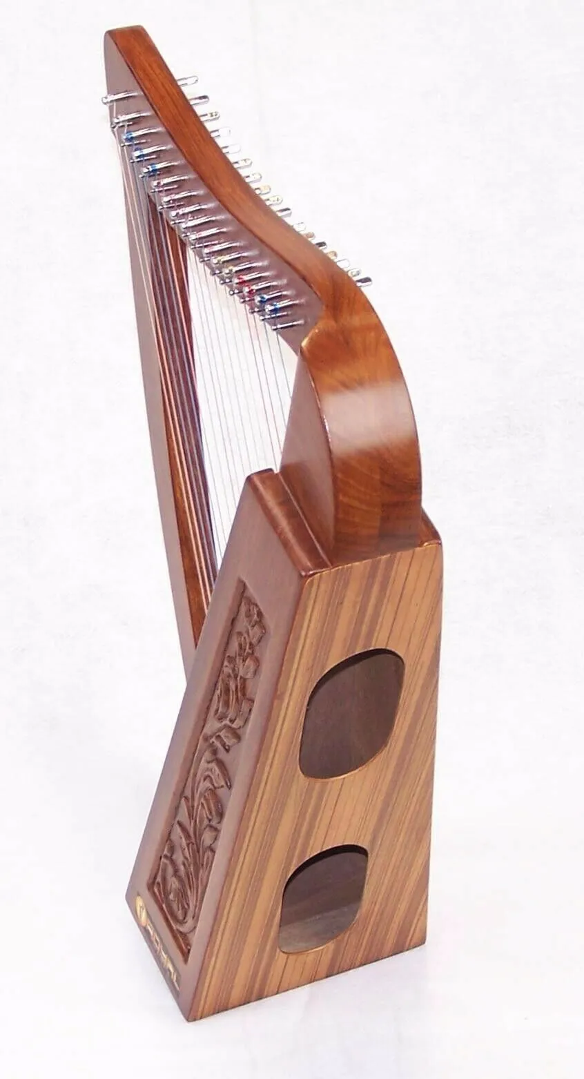 Tall Celtic Irish Rose Harp 22 Strings Lever Solid Wood with hand Engraved Style 