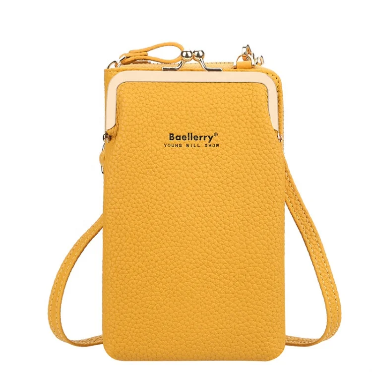 

Women Ladies Cellphone Wallet Purse Phone Pouch Clutch Messenger Shoulder Straps Bag Lightweight Crossbody Handbags, Yellow, red, green, blue, black, pink, gray, dark pink