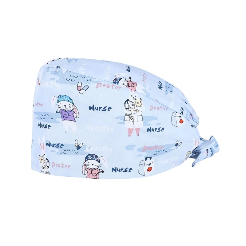 

Best Custom Uniform Nurse Scrub Hat Caps For Medical Safety And Health In Blue And White Color In-Stock Items, Customized