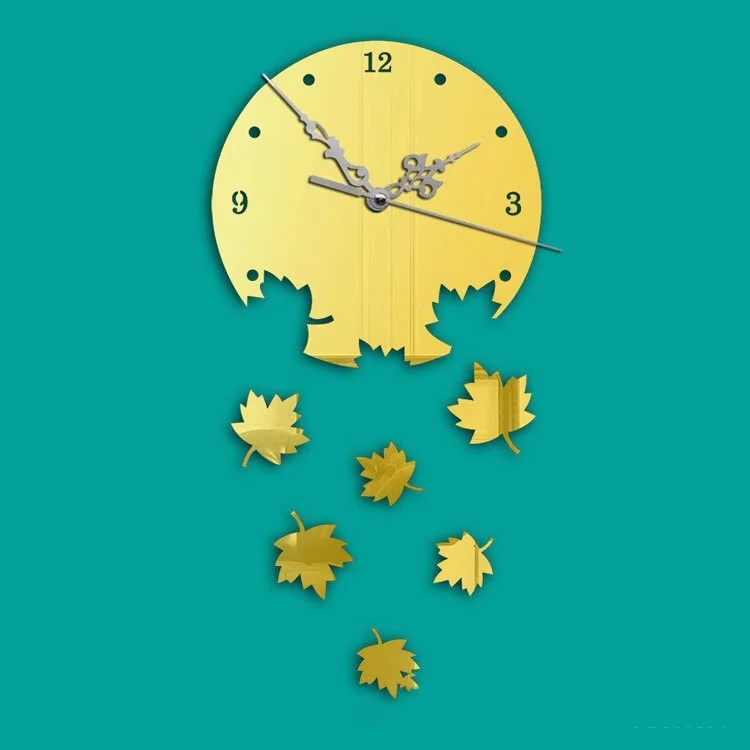 

Snowflake mirror wall clock snow flower mirror clock, Black&red