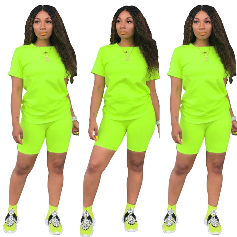 Custom Sportswear Casual  Short Tracksuit Two Pieces Fitness Solid Color Outfit for Women
