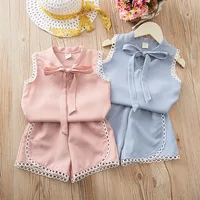 

2019 girl chiffon sleeveless outfit for summer clothes plaid pattern for girls aged 3-8 children boutique clothes baby girl clot