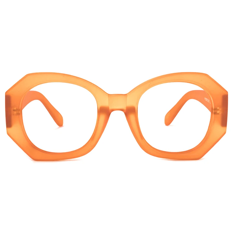 

Italy Designer Geometric Plastic Fresh Orange Optical Frame with Crystals Custom Logo Computer Eyewear Glasses, Shown