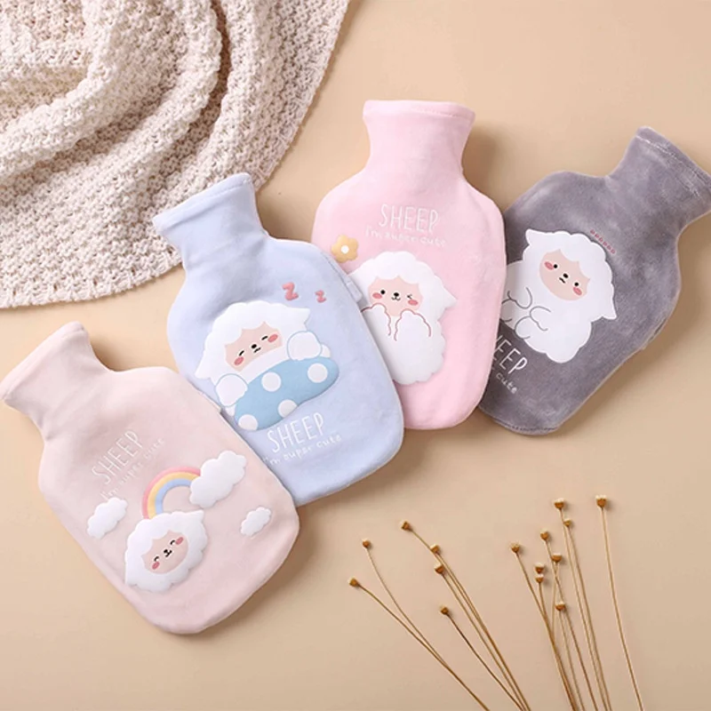 

New portable plush cute sheep cartoon pattern hot water bag for kids