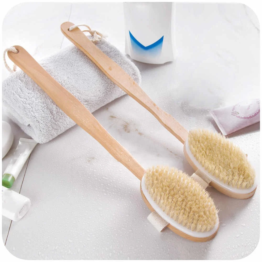 

Bamboo Bath Brush Body Brush Natural Bristles With Long Handle Bristles Cleaning Brush, As pic show