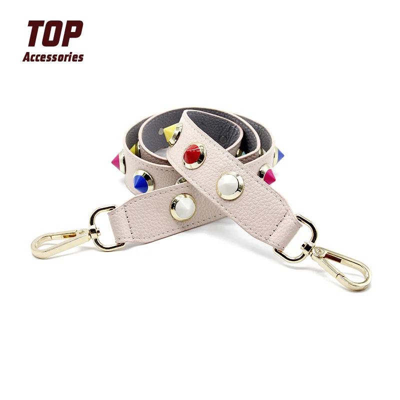 

Wholesale Pu leather shoulder bag strap Colorful leather bag belt, Adjustable bag handle strap with rivet