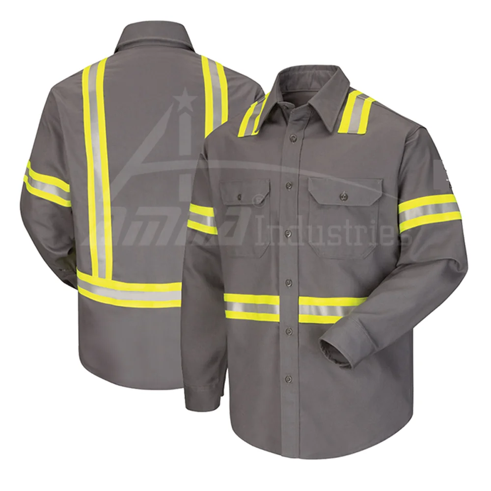 100 Cotton Men Safety Shirt Custom Style Work Wear Safety Shirt Good