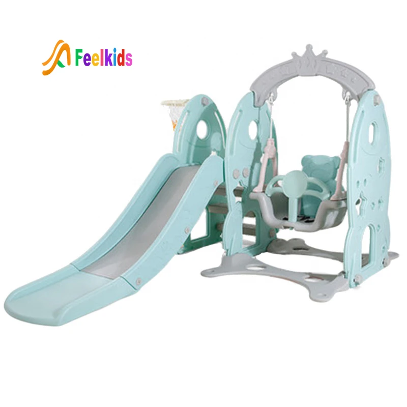

Feelkids baby family playground children small swing with slide set, Blue, green, pink