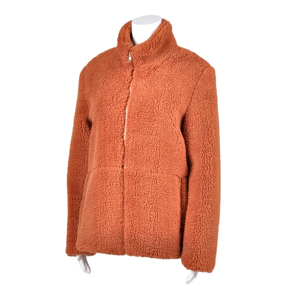 

2020 Winter Fall Ladies High Quality Solid Color Long-sleeved Wool Faux Fur Coat