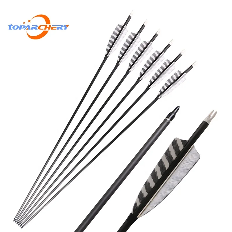 

Cheap price professional archery bow arrows 32 inch pure carbon arrows with turkey feather vanes