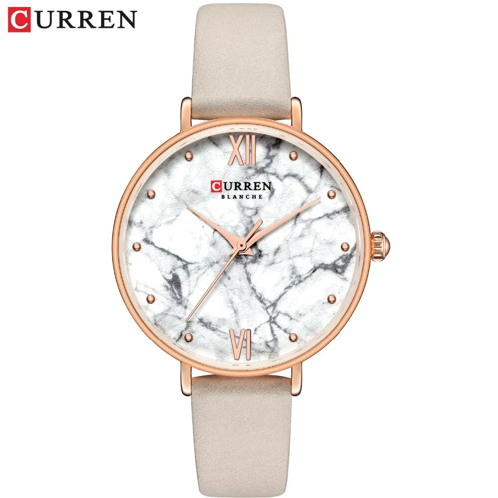 

CURREN 9045 Casual Women Watch Fashion Marble Texture Dial with Leather Strap Watches Ladies Analogue Quartz Wristwatch Reloj