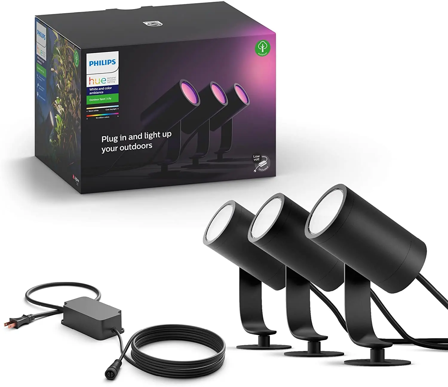 In Stock - High Quality - Hue Lily White & Color Outdoor Spot Light Base kit
