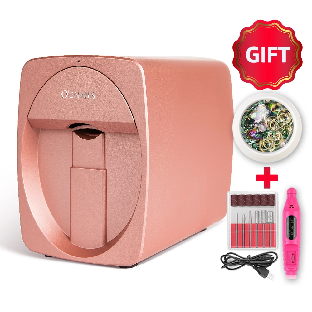 

O2Nails Mobile Nail Printer Professional Nails Art printer Nail Tools for Manicure Tool Print Picture Pattern Color Printing, Rose gold/pink/white/orange
