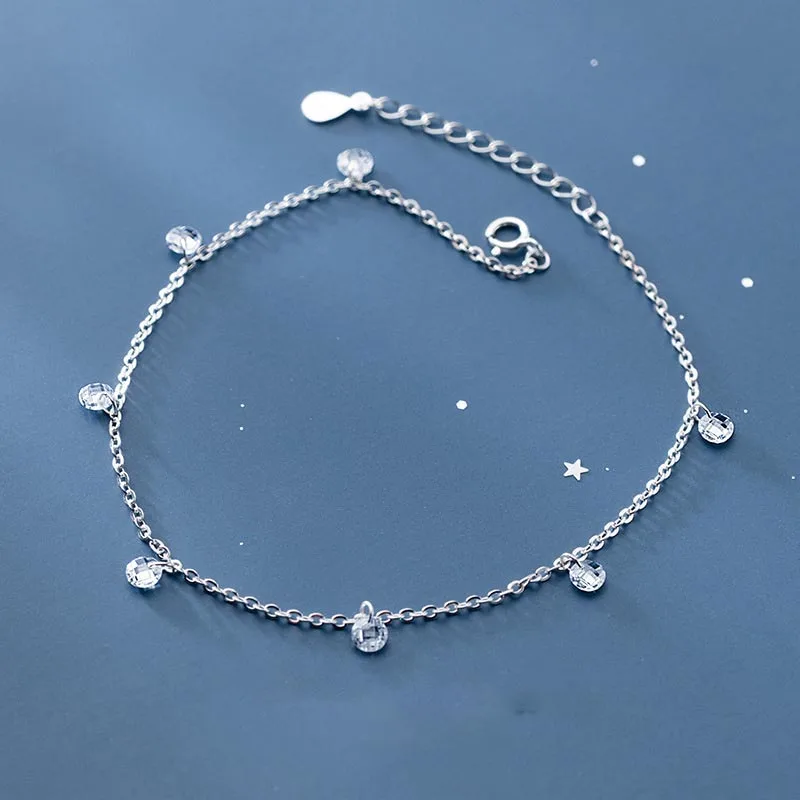 

A1005 Aniversaire Fine Jewelry Silver Zircon Summer Anklet