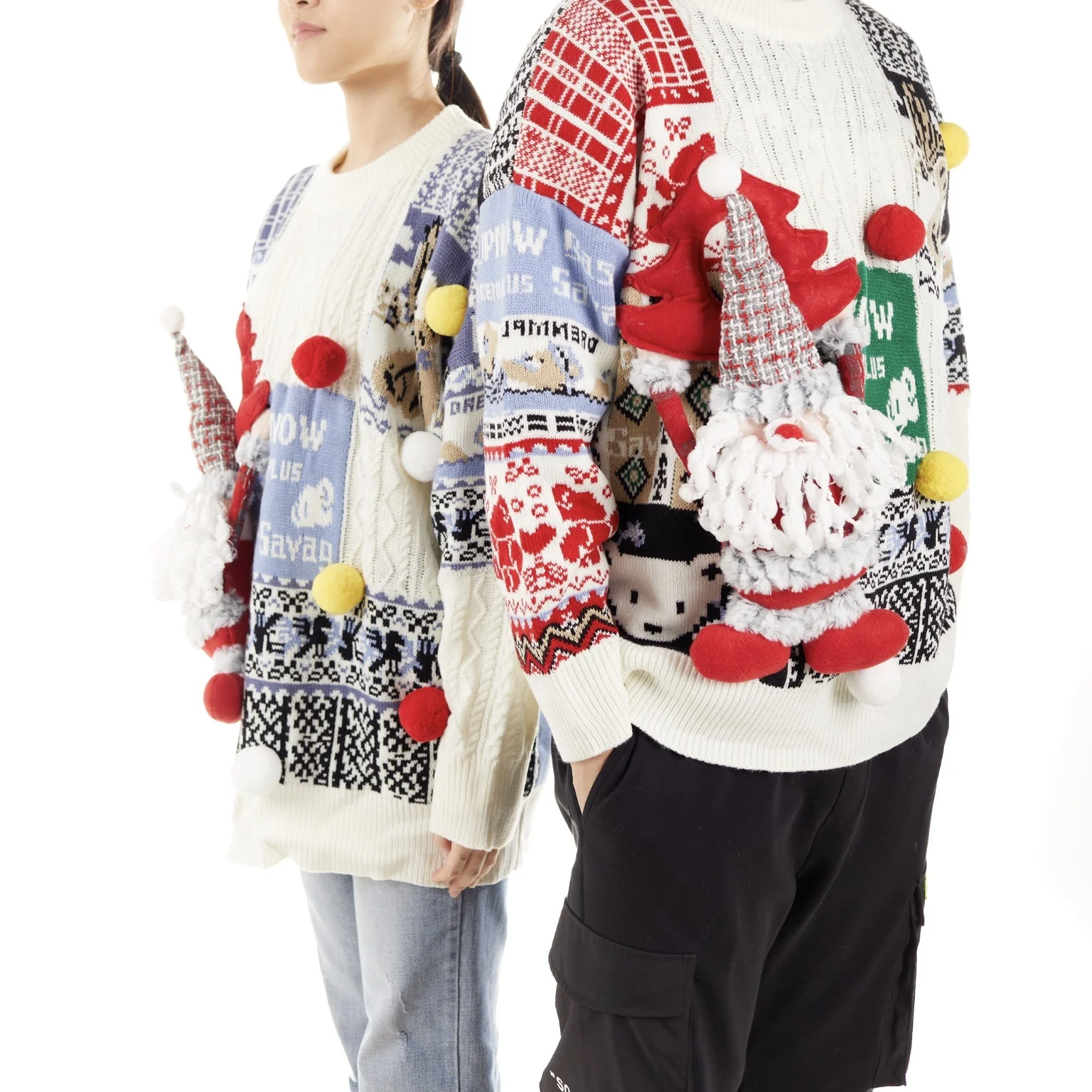 

YINJ Women Round Collar Stock Lot Ugly Sweaters for Christmas Funny Novelty Knitted Sweater Pullover for Xmas Party, Customized color