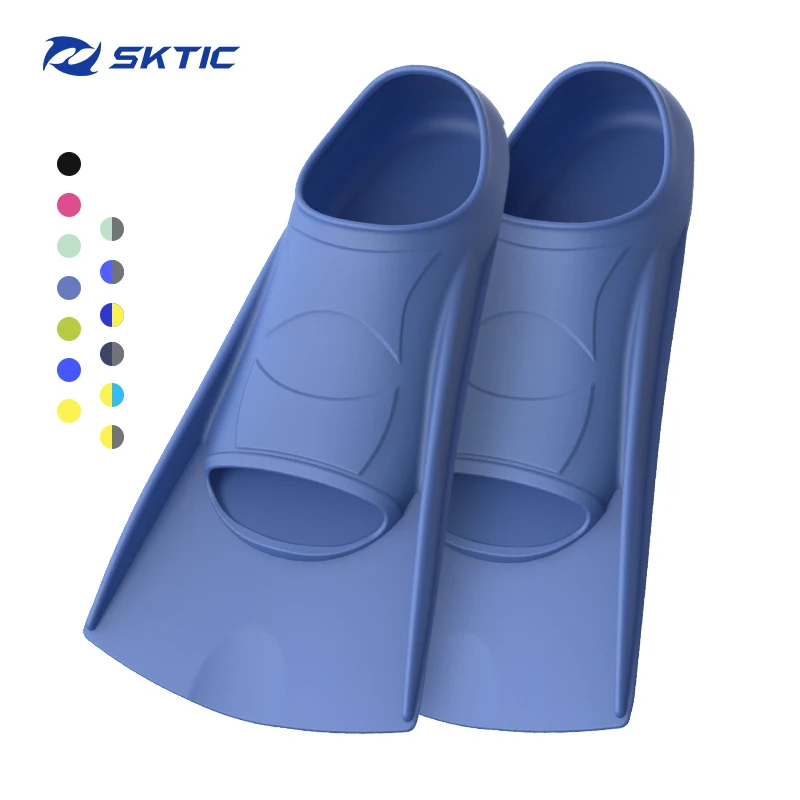 

SKTIC Factory Direct Sale Variely Colors Less Resistance Short swimming fins training rubber swim snorkel fins, Light blue