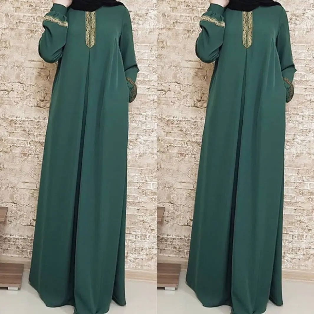

Black Navy Green Maxi plus size dress women abaya Muslim dress of fashion women clothing, Black & navy & dark green
