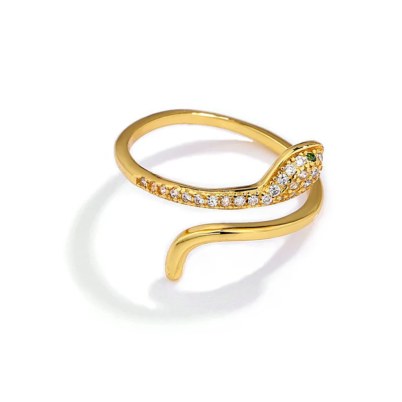 

Trendy Wholesale 18K Gold Plated Zirconia Snake Adjustable Rings Silver 925 Sterling for Women