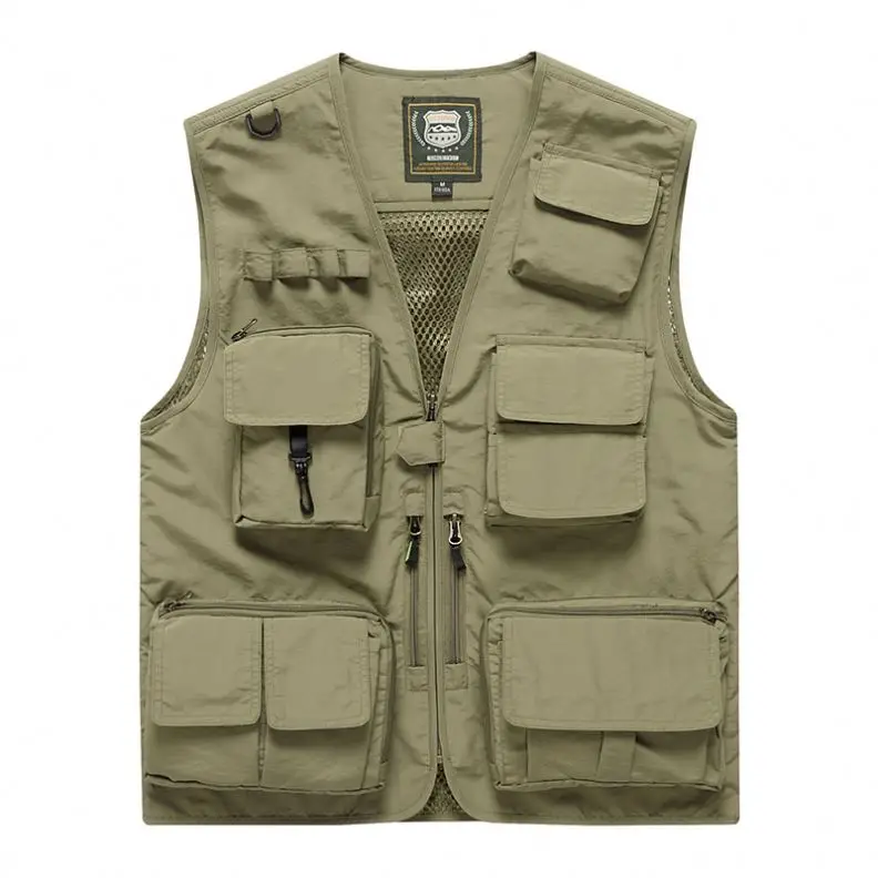 

Men's Outerwear Vests Casual Multi Pockets Cargo Vest Waistcoat Travel Mesh Fishing Vest