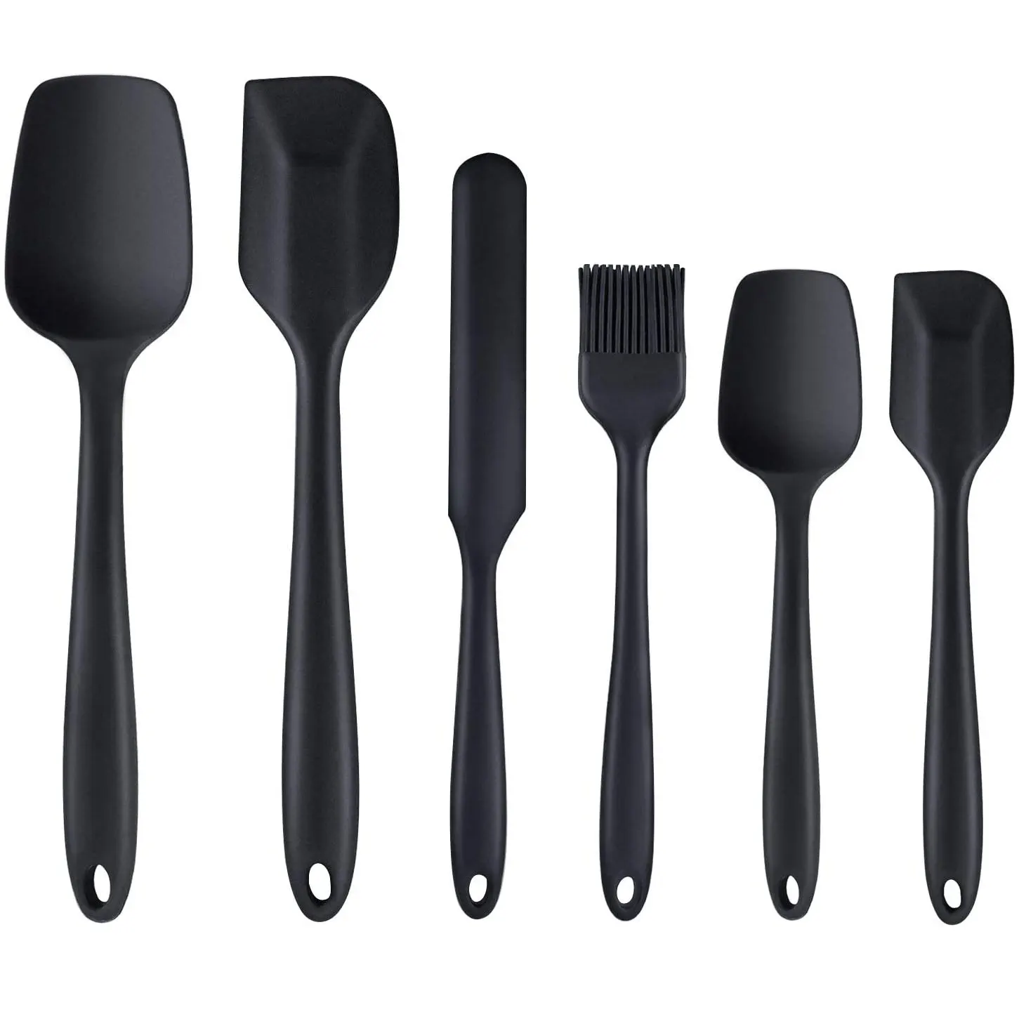 

Kitchen accessories non-scratch heat resistant set of 6 silicone spatula, Black