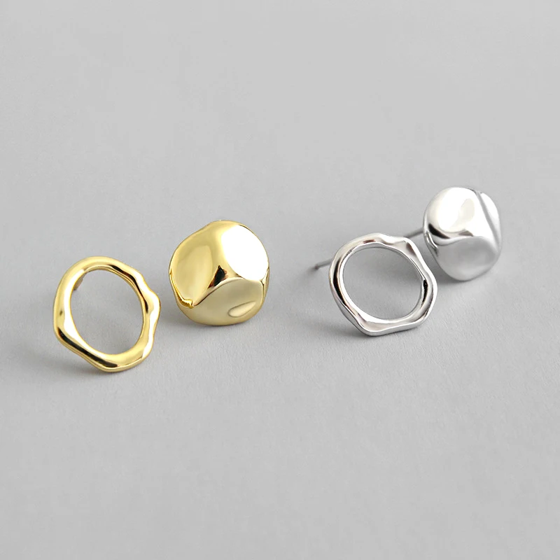 

H-E515 One Stop Vendor Pure Silver Stud Ins Irregular Concave Convex Geometric Round Female Stud Simple Tremella Earrings