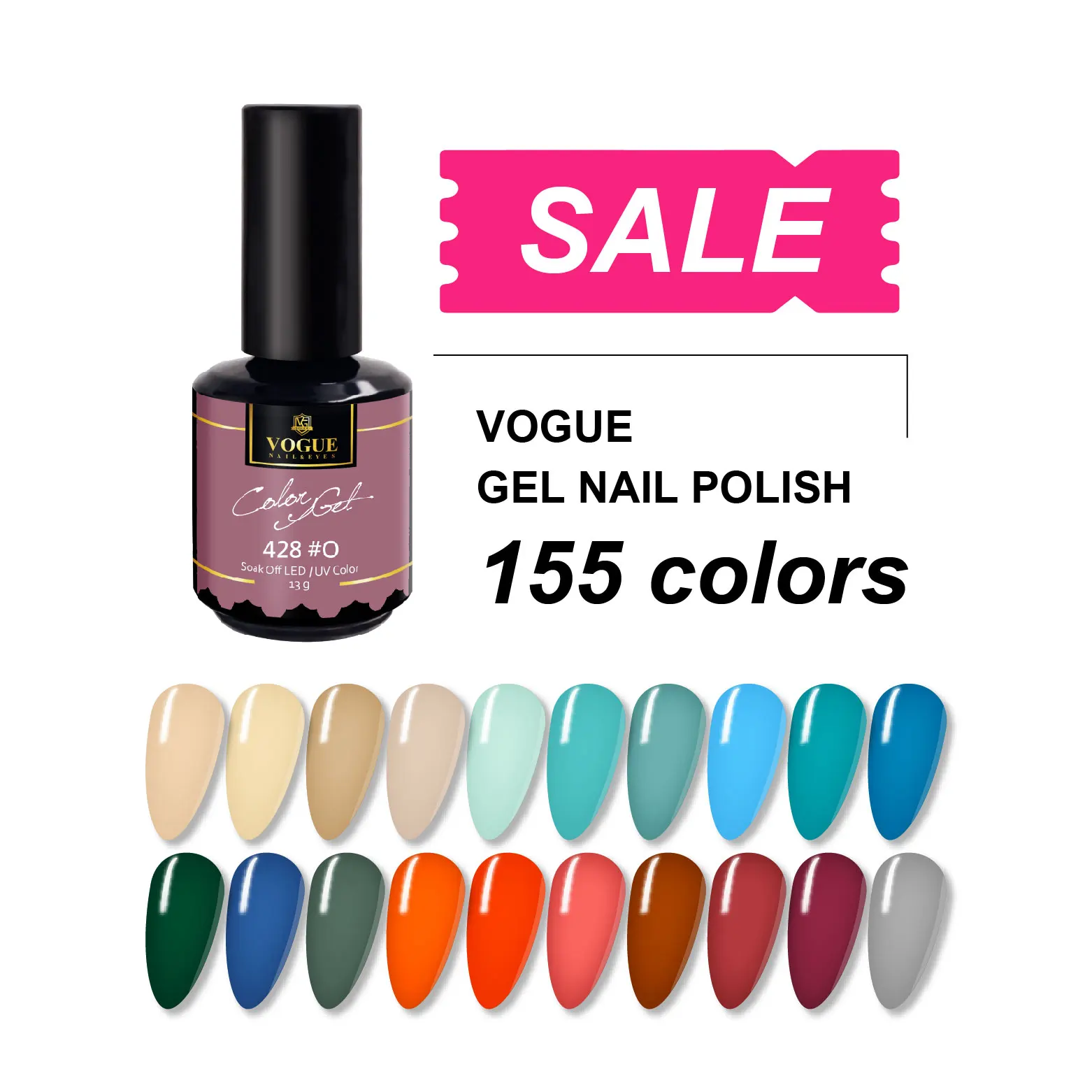 

VOGUE TAIWAN good quality gel nail polish set, 155 colors