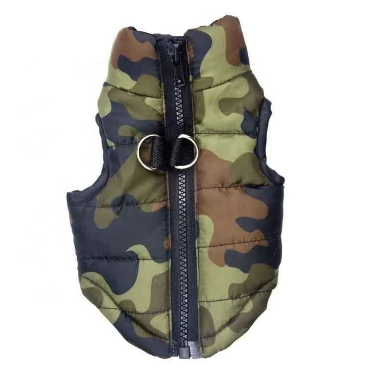

Winter Warm Green Camo Pet Dog Down Jacket Bow Leopard Print Cotton-Padded, Picture